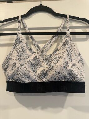 PINK Victoria's Secret Snake Skin Print Sports Bra - White/Gray